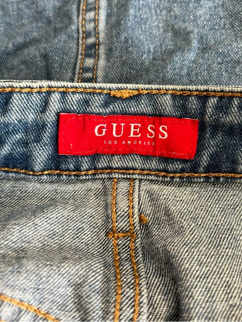GUESS Denim Mini Skirt Size XS Blue Lace Up High Rise 100% Cotton Y2K‎ Flaw